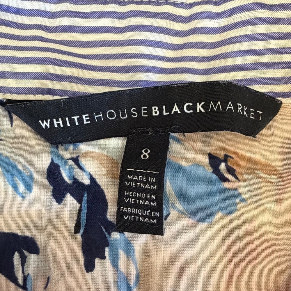 White House Black Market Soft Pink Floral Long Sleeve Silk Blend Shirt, Size 8 - Picture 9 of 13